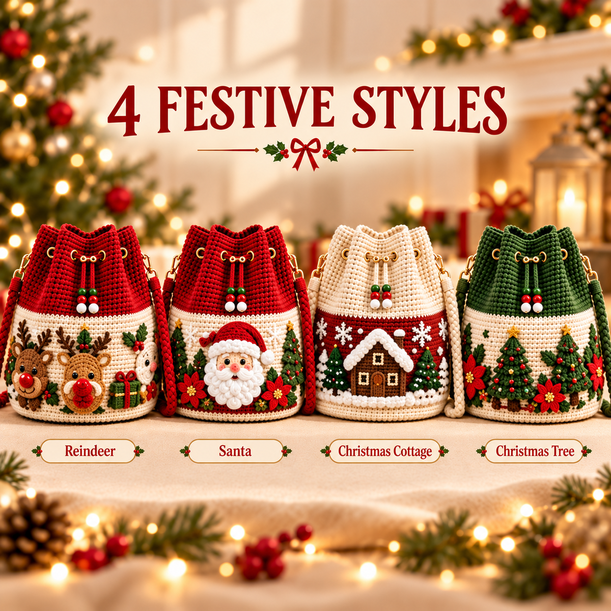 🎁Handmade Christmas Crochet Bag Collection – One for You, One to Gift