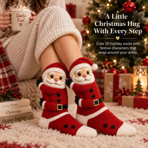 🧦3D Hugging Christmas Socks 🎅 Cute Knit Holiday Socks 5 Designs