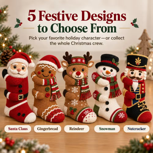 🧦3D Hugging Christmas Socks 🎅 Cute Knit Holiday Socks 5 Designs