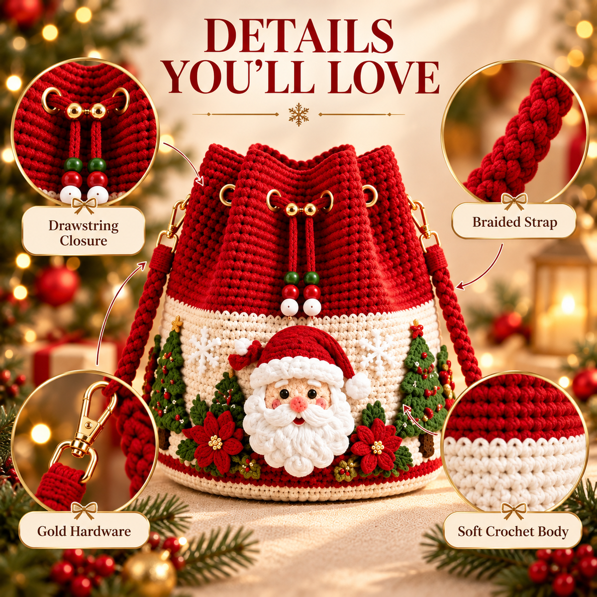 🎁Handmade Christmas Crochet Bag Collection – One for You, One to Gift
