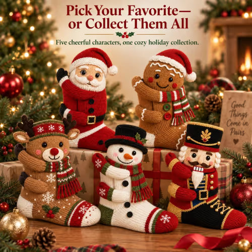 🧦3D Hugging Christmas Socks 🎅 Cute Knit Holiday Socks 5 Designs
